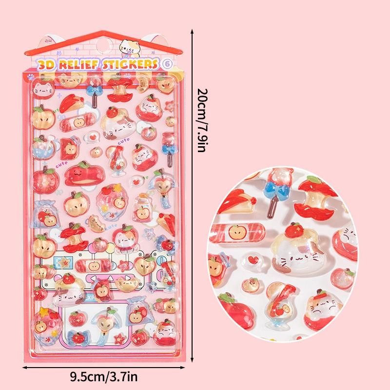 Cute Cartoon Animals Drop 3D Relief Sticker Scrapbooking Diy Diary Phone Case Stationery Sticker Collect Stickers Book Kids Gift