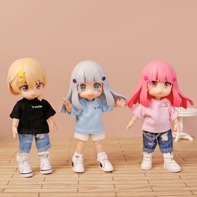 OB11 Doll Clothes Cute Bear Rabbit Set Collar Short Sleeve Shorts Coat for Obitsu11, GSC, YMY, 1/12bjd Clothes Accessories