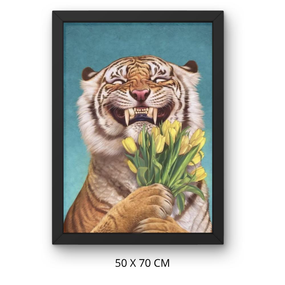 Obraz Do Malowania Po Numerach Z Ramą Tygrys Z Kwiatami 50X70 Cm