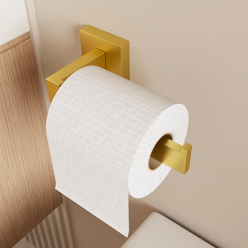 Hardware-Set aus gebürstetem Gold, Badezimmerregal, Handtuchhalter, Kleiderhaken, Toilettenpapierrollenhalter, schwarzes Badezimmer-Zubehör-Set, 4-teilig