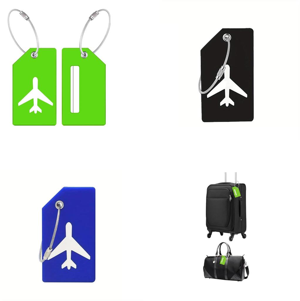 of 3 Name Durable Silicone Stainless Steel Suitcase Information Protection Suitcase Name Holder with Name Tag for Suitcase [Set Tags] +