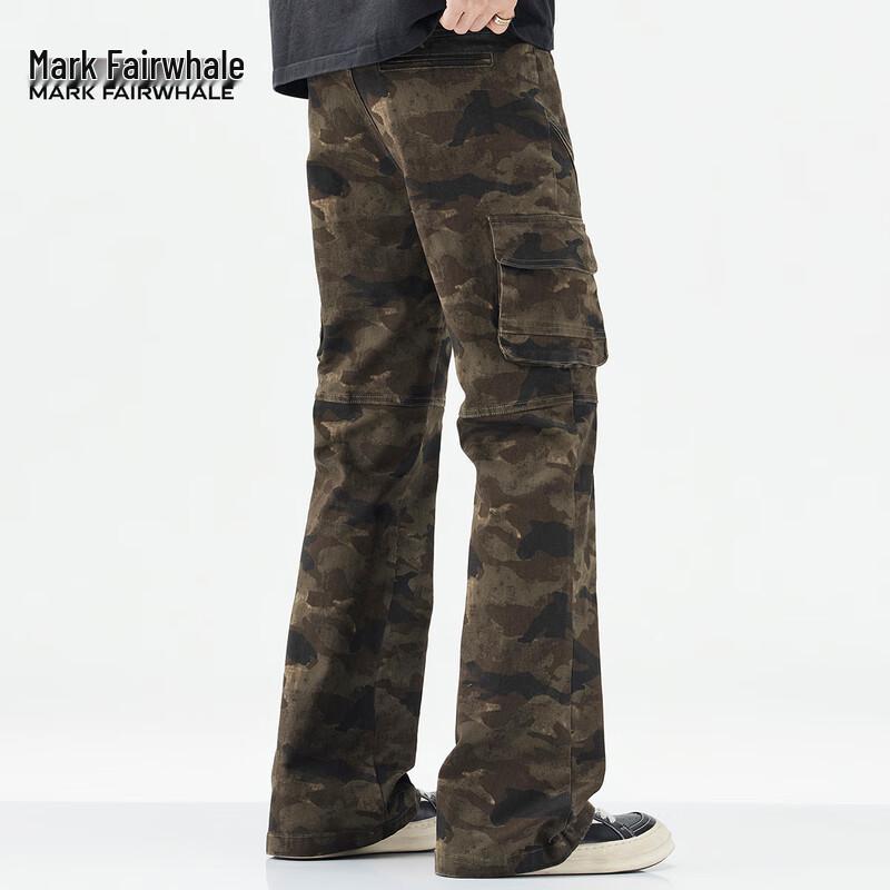 Mark Fairwhale Men's Slim Fit Camouflage Flare Cargo Pants