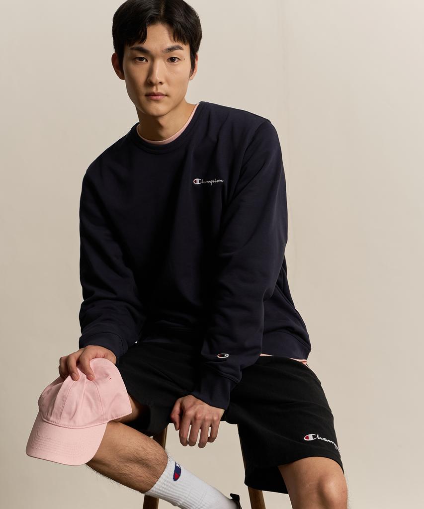 CHAMPION Small Script Logo Crewneck Sweatshirt Normal Navy