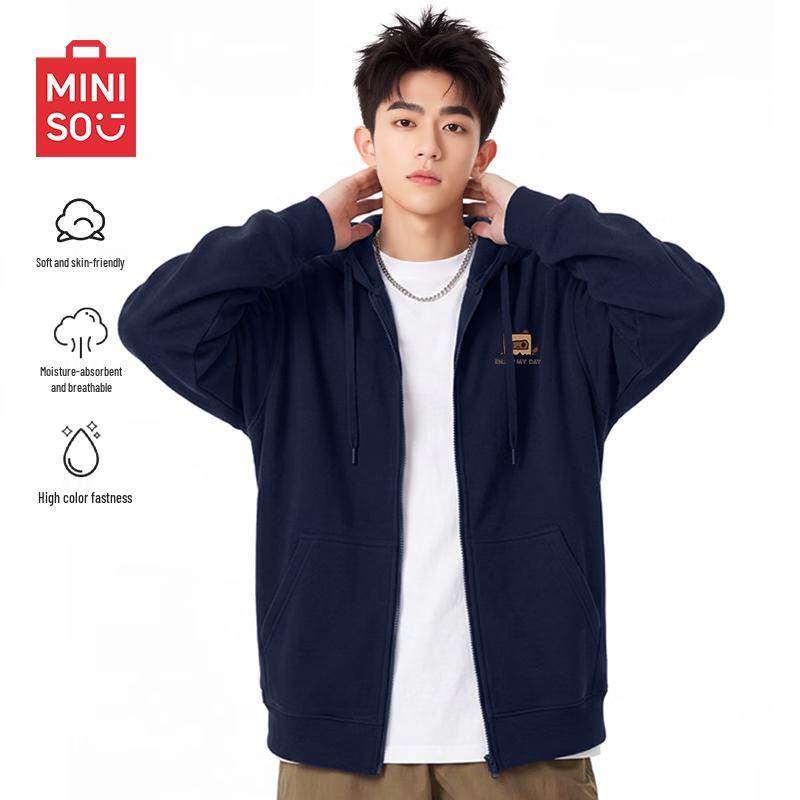 MINISO Japanese Style Casual Hooded Zip-Up Sweatshirt