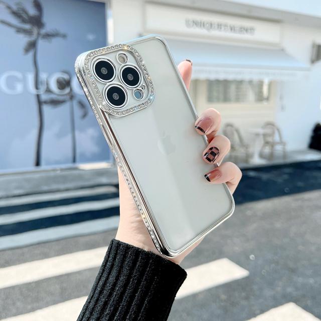 

Модный защитный чехол для объектива камеры со вспышкой, мягкий силиконовый чехол для телефона для Iphone 13 Pro Max 12, блестящий прозрачный чехол с бриллиантовым покрытием for iphone 13ProMax