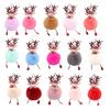 Christmas Deer Keychain Cute Reindeer Pom Pom Keyring Faux Fur Fluffy Plush Ball Charm for Handbag Backpack Purse Accessory