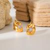 European & American Double Water Drop Stainless Steel Earrings – Celebrity Style Light Luxury Diamond Titanium Earrings