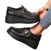 Women's Platform Loafers with Round Toe and Buckle Strap Slip-On Design Comfortable Thick Sole Casual Shoes for Daily Wear