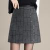 Elegant Sequin Wool A-line Skirt for Women - Autumn/Winter 2025 Arrival, Hip-Hugging Petite Short Style