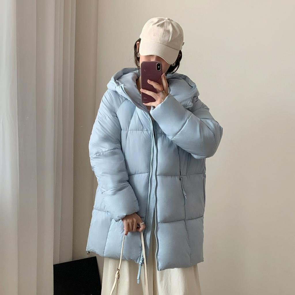 Autumn and Winter Down Padded Jacket Women's Puff Mid-length Hooded Loose Thick Warm Padded Jacket