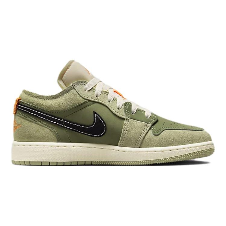 Air Jordan 1 Low SE Craft GS Sky J Light Olive Kids Sneakers Green Celadon Bright-Mandarin FD9092-300
