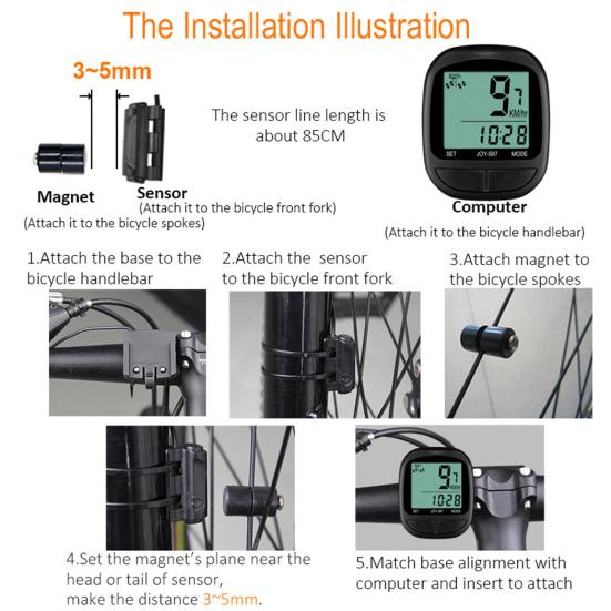 Trådløs sykkelhastighetsmåler sykkelcomputer med LCD-skjerm Vanntett Enkel installasjon Batteridrevet kilometerteller sykkel sykkelcomputer