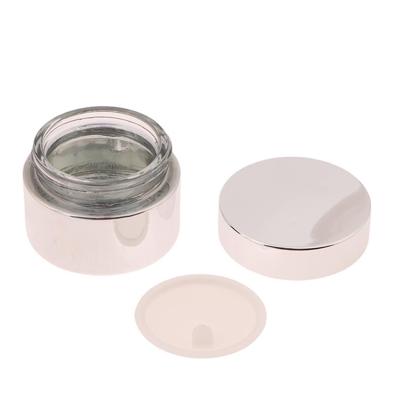 Cosmetic Jar 5-50G Face Cream Glass Bottle Silver Cream Jar Cosmetic Container Empty Nail Glue Jar Travel Makeup Container