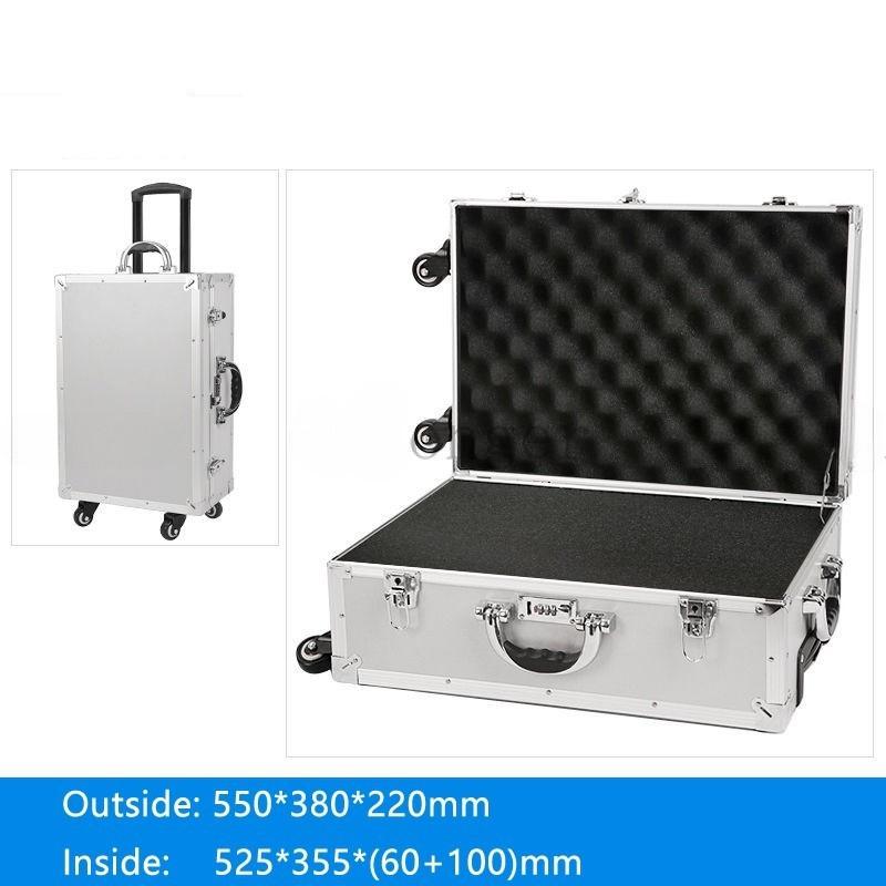 Aluminum Trolley Toolbox Shockproof Hardware Equipment Suitcase Instrument Protection Lockable Luggage Compartment