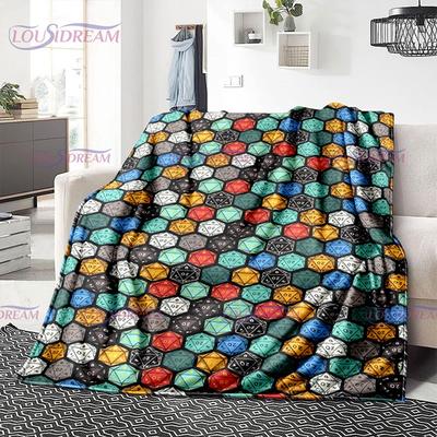 Colorful Geometry Pattern Air Conditioning Flannel Blanket Office Room Warm and Comfortable Sofa D20 Dice Printed Blanket Gift