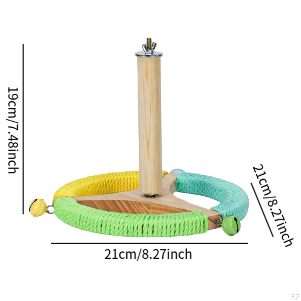 Bird Barch Stand Parrot Toy Rustic Toy, Rotating Barbe - Exercise Wheel for Birds