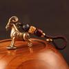 Brass Goat Key Chains Small Ornament Antique Copper Zodiac Animal Sheep Car Keychains Miniature Figurines Accessory