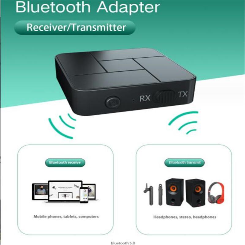 2 IN 1 Bluetooth5.0 Receiver and Transmitter Wireless Bluetooth Adapter Audio Music Receiver Adapter With 3.5MM AUX For Home TV MP3 PC