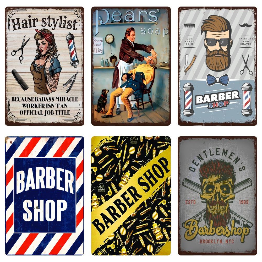 Hair Cutting Retro Plaque, Metal Signs, Barber Shop, Vintage Painting, Wall Posters, Bar, Pub, Shave & Haircut, Home Decor, WY28