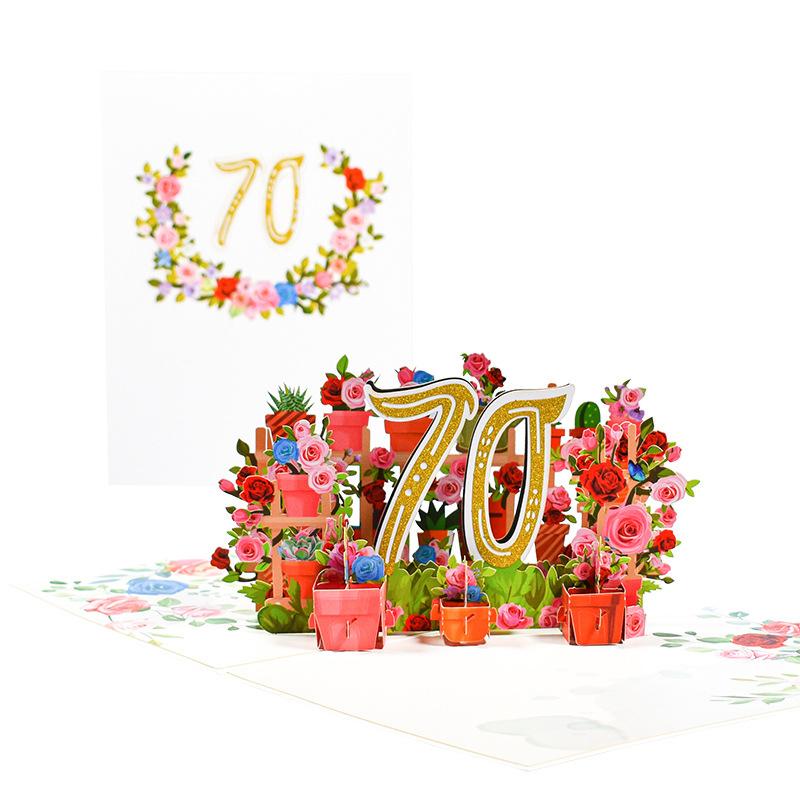 

Мультяшный 3D воздушный шар поздравительная открытка Blossom Pop Up 50/60/70/80/90/100 годовщина открытка на день рождения День святого Валентина