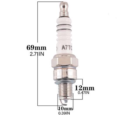 2 Stück Metall-Zündkerze A7TC 10 mm passend für Dirt Bike Moped GY6 50 cc-150 cc Roller