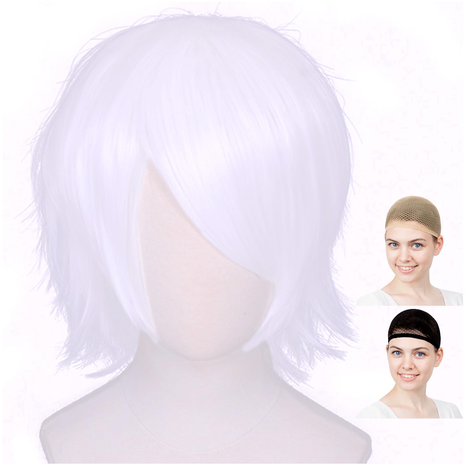 

Парик для косплея CaseEden, Премиум, Крутые короткие волосы, Белый, Чисто белый, 6087