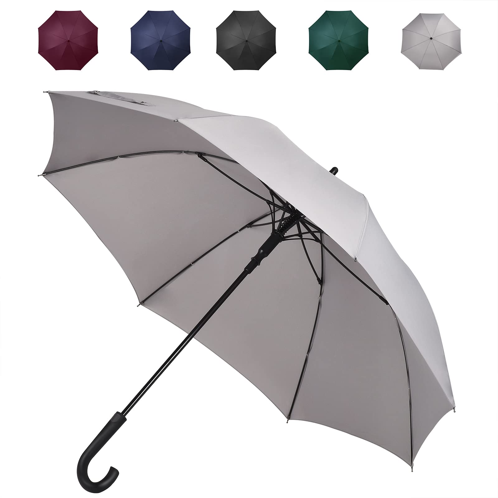 

Легкий и зонт-трость Anntrue для мужчин и 210T 65 см Идеально подходит для дождливой Идеально подходит для солнца и включает чехол для хранения Ветрозащитный Женщины, серый