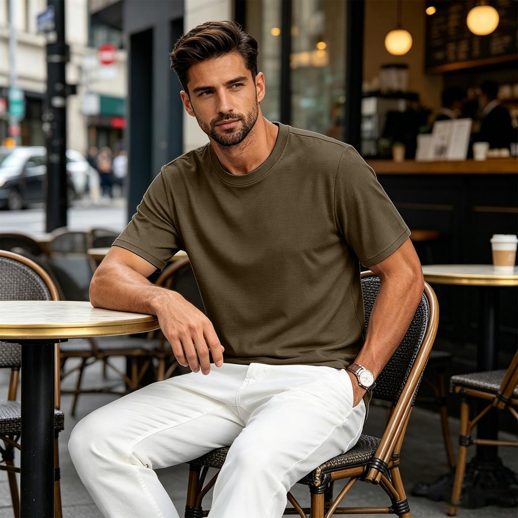 Men's Casual Crew Neck T-Shirt Breathable Quick Dry Short Sleeve Athletic Top Lightweight Comfortable Fit