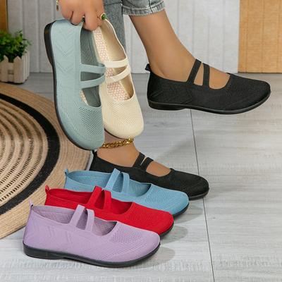 Women's Fly-woven Mesh Shoes Single Shoes Flat-soled Comfortable One-pedal Women's Shoes Fashion Casual Mother Shoes