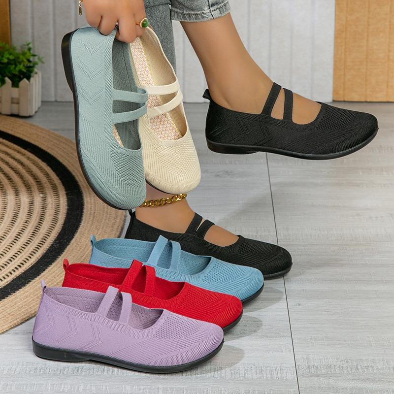 Women's fly-woven mesh shoes single shoes flat-soled comfortable one-pedal women's shoes fashion casual mother shoes