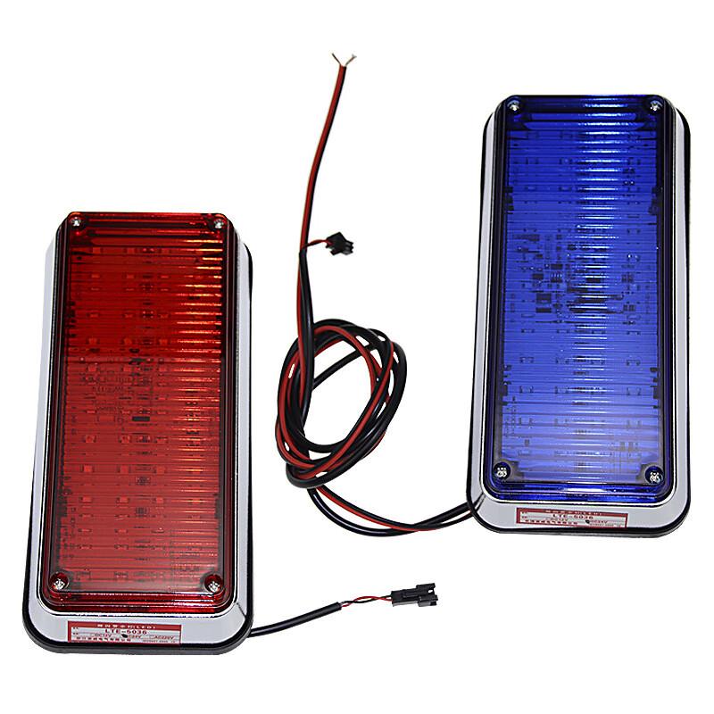 Red & Blue LED Warning Strobe Light Pair