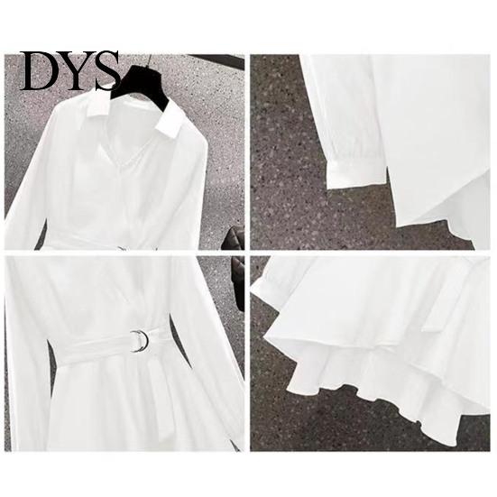 Tunic Shirt Lapel V Neck Long Sleeves Irregular Hem Plus Size Women Waist Tight Adjustable Belt Pullover Top Female Clothing