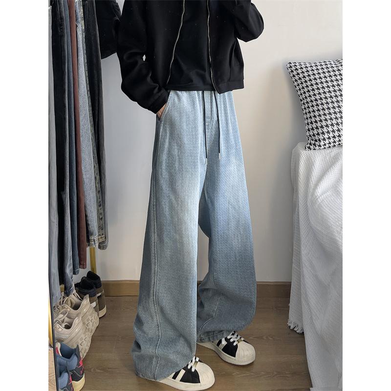 

JYL Men s Starry Jeans Jacquard High-Street Loose Wide-Leg Denim Pants XL безодня