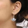 Vintage Roundd Inlaid Blue Stone Earrings Geometric Creativity Silver Color Dangle Earrings for Women Jewelry
