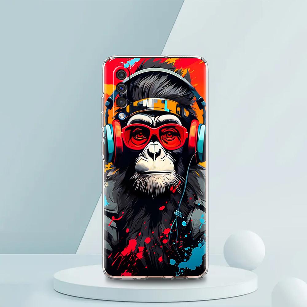 

Transparent Phone Case for Samsung Galaxy A16,A14,A12,A22,A24,A42,A02,A06,A50,A70,A20,A30,A40 Soft TPU Monkey Sipping Caprisun Samsung A54