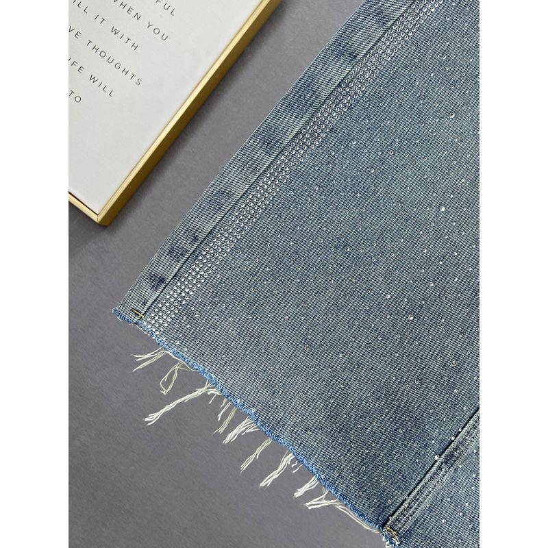 Heavy Industry Denim Skirt Loose-Fitting European A- Line Hot Drilling