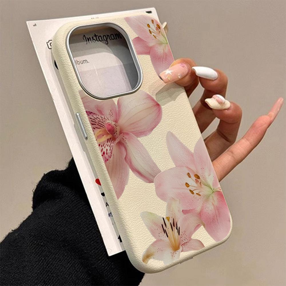 Elegant Pink Flower Pattern Phone Case For iPhone 17 16 15 14 Pro 13 12 11 Pro Max 17 Air 14 15 Plus Shockproof Soft Cover