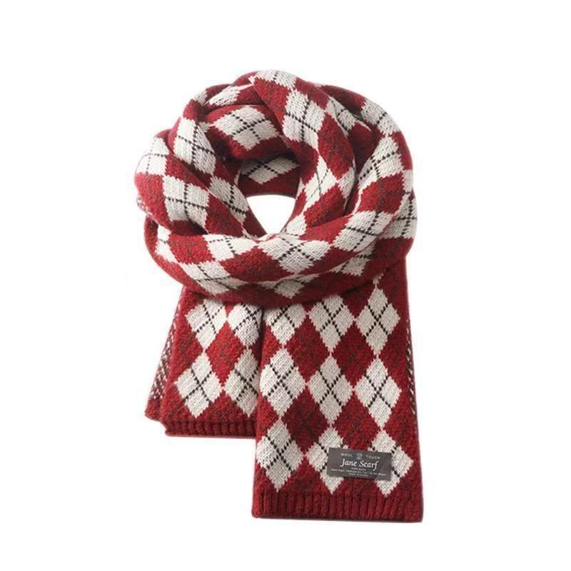 Christmas vibe scarf women's winter new Ankara red scarf long versatile knitted shawl scarf