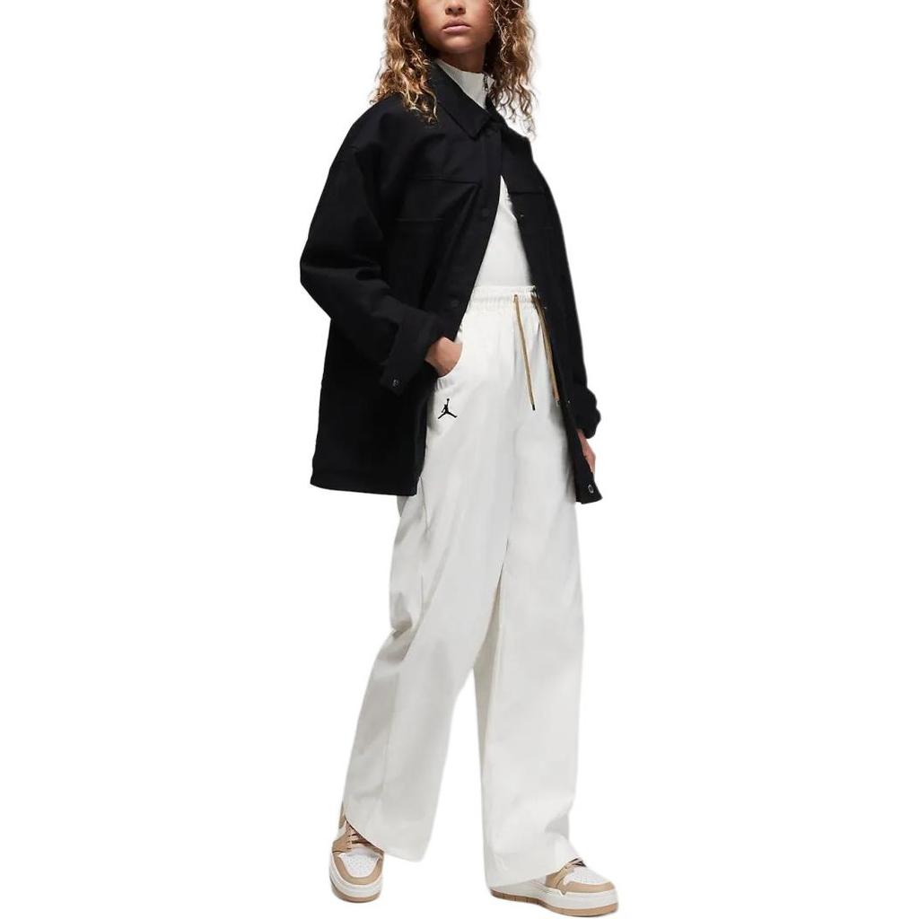Jordan Relaxed Solid Drawstring Straight Leg Pants Women Bottoms White FB5123-133