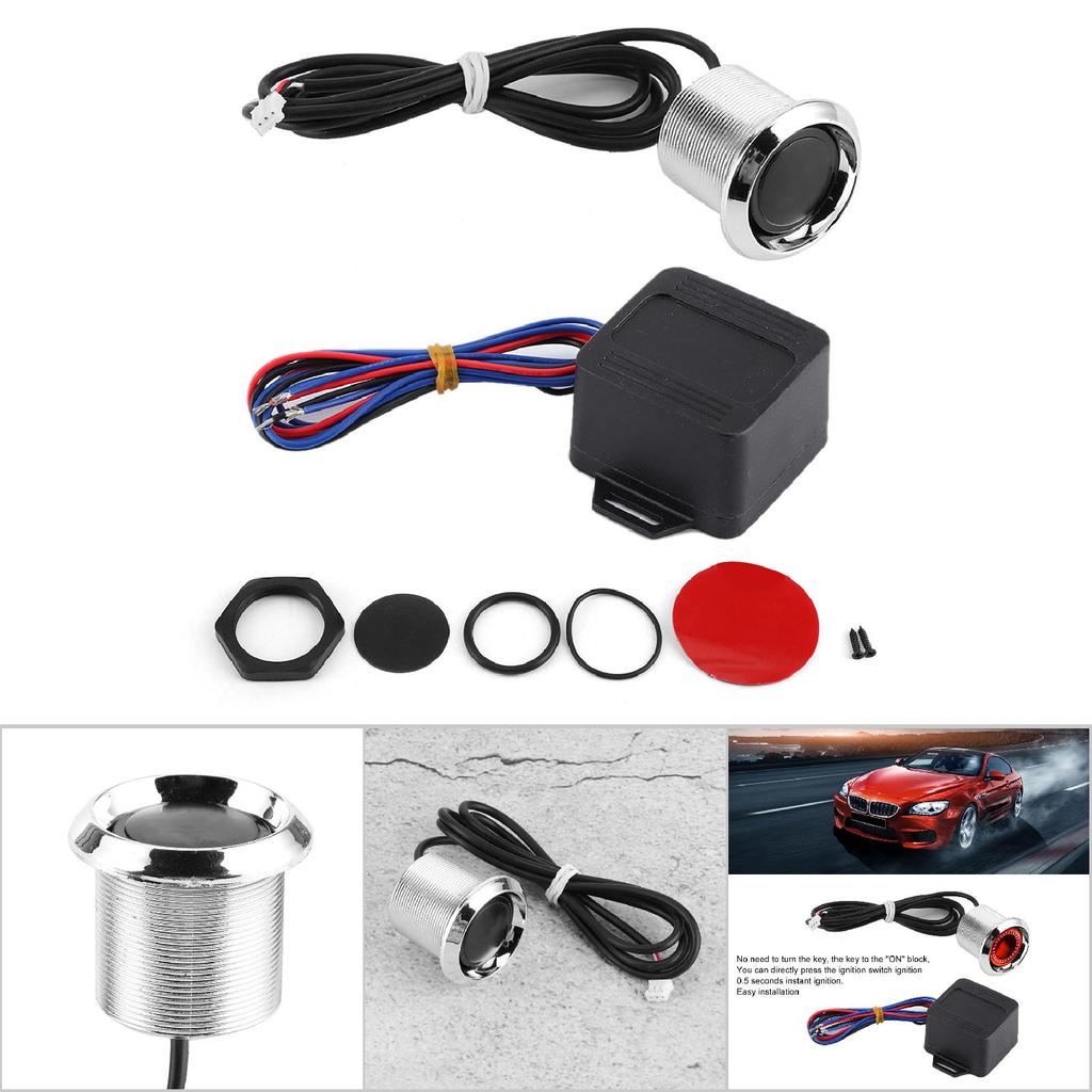 Universal 12V Engine Push Start Starter Button Switch Kit ModificationRed Light