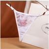 Sexy Plaid Perspective Thong Women's Hot Hollowed-out Embroidered Love Diamond Jewelry Beautiful Buttocks Low Waist Thin Belt Seduction Panties