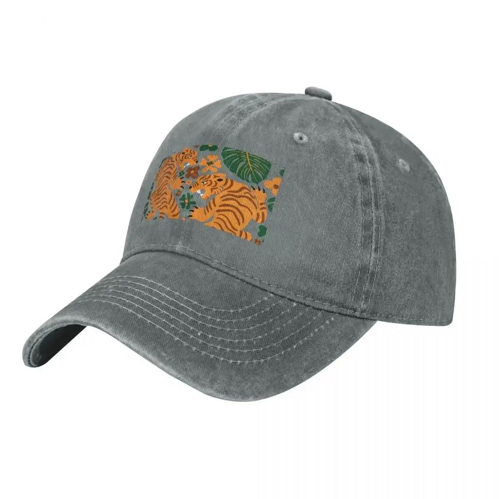Tigers  Flowers  Teal Baseball Cap Sunscreen Fishing cap Luxury Brand Man Ladies Mens