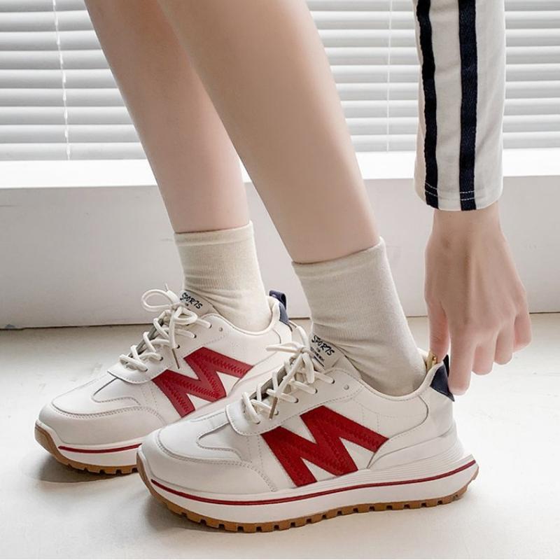 Herbst- und Winterschuhe für Damen, Damen-Sneaker, Weiße Sneaker, Low-Top mit runder Zehenpartie, Schnürschuhe, Freizeitschuhe