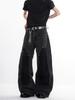 American retro primary color jeans men's and women's design sense niche ruffian handsome tooling loose casual straight wide-leg pants