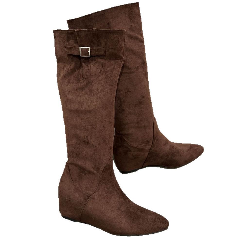 Boots Women's Over-the-Knee Boots 2025 Autumn and Winter New Women's Boots Inner Height Increasing Folds Piling Boots Suede Boots Women's