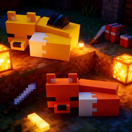 3D Printed Fox Minecraft Model Toy and Desktop Ornament