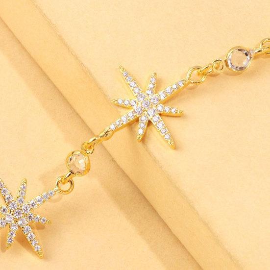 Pulsera de Guante con Estrella de Ocho Puntas, Pulsera de Cadena Ajustable de Aleación de Zinc, Pulsera Brillante de Estrella para Regalo de Joyería