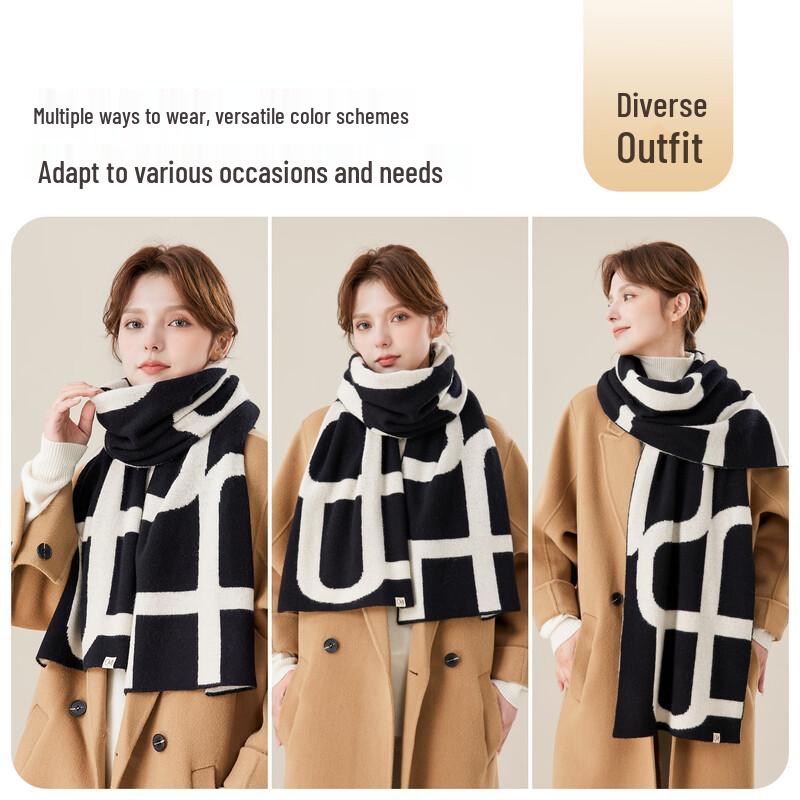 JIUMU Women's 100% Pure Wool Autumn Winter Scarf