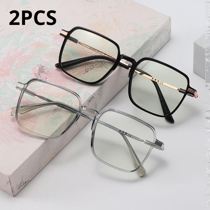 2Pcs   Nearsighted Eyeglasses Women Men Retro Square Student Finished Myopia Glasses Prescription Glasses
