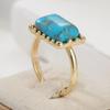 Anello da Donna Etnico Intarsiato Turchese Sintetico Colore Oro Vintage Geometria Uso Quotidiano Gioielli per Feste Regalo di Anniversario